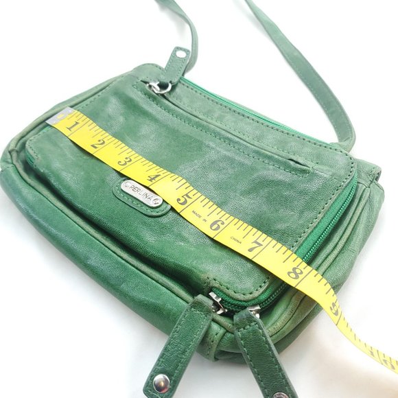 Perlina Womens Green Leather Inner Pockets Adjustable Strap Crossbody Bag - Picture 5 of 13